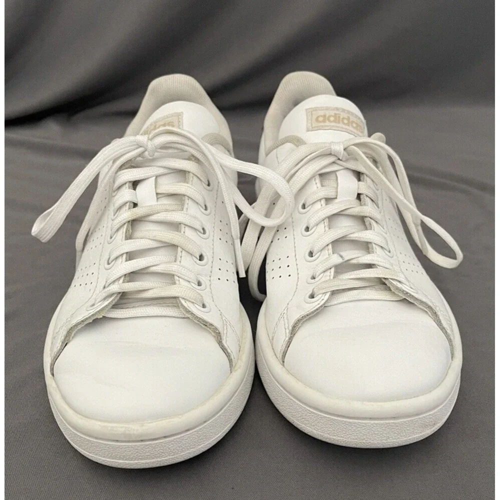 Adidas Womens 6.5 Cloudfoam‎ Advantage Sneakers Shoes White F36223 LowTop LaceUp